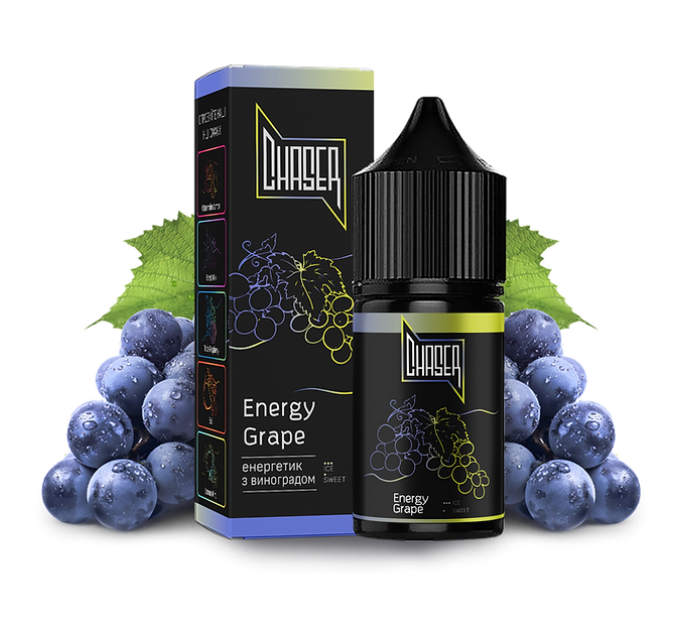 Рідина Chaser Black Salt 15 мл 30 мг зі смаком Енергетика і Винограду (Energy Grape)